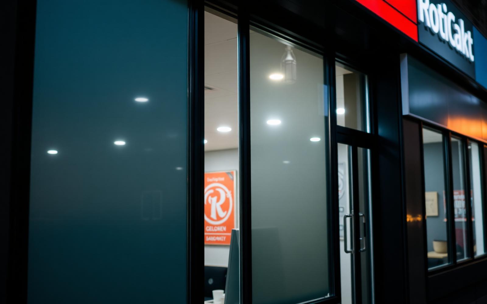 Retail storefront glass protected with security film